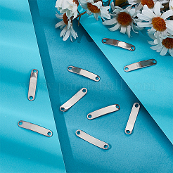 201ステンレススチールリンク/コネクター100個  楕円形  空白タグのスタンプ  ステンレス鋼色  30x6x1mm  穴：3mm&nbsp;STAS-HY0001-78