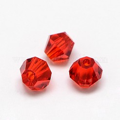 模造5301ダブルコーンビーズ  透明ガラスファセットビーズ  暗赤色  6x5mm  穴：1.3mm  約288個/袋&nbsp;GLAA-F026-C16