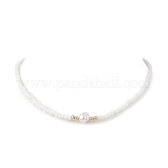 Plastic Imitation Keshi Pearl & Round Glass Seed Beaded Necklaces for Women&nbsp;NJEW-JN05462