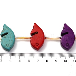 合成ターコイズビーズ連売り  染め  魚  ミックスカラー  16x32x7mm  穴：1mm  約184個/1000g&nbsp;G-C147-13B
