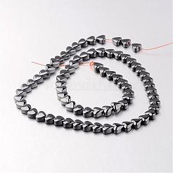 磁気無し合成ヘマタイトビーズ連売り  ハート  原色  6x6x3mm  穴：1mm  約71個/連  15.7インチ&nbsp;G-F300-22A-09
