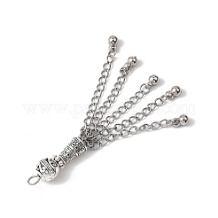 合金のチベット風チャーム  304ステンレススチールチェーン付き  アンティークシルバー  69x8.5mm  穴：2.5mm&nbsp;PALLOY-JF04694-02