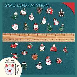 50スタイルのクリスマス合金エナメルペンダント25個。  ライトゴールド  混合図形  ミックスカラー  14~25.5x14~23.5x1.5~4.5mm  穴：1.6~2mm  2個/スタイル&nbsp;ENAM-SZ0003-09