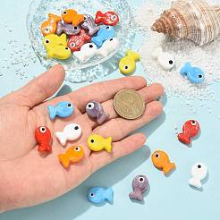 6個の手作りランプワークビーズ  魚  ホワイト  20~21x13~14x4.5~6mm  穴：1.2~1.8mm&nbsp;LAMP-FS0001-82A