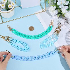 アクリル＆プラスチックチェーンバッグハンドル4色4個  黄金のトーン合金クラスプ付き  ファッショナブルな交換用クラッチハンドル  ハンドバッグ用  財布DIYクラフト  空色  310~360mm  1pc /カラー&nbsp;AJEW-BM0001-11A
