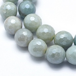 天然フラワーアマゾナイトビーズ連売り  ラウンド  多面カット  8mm  穴：1mm  約48~49個/連  15.1~15.5インチ（38.5~39.5cm）&nbsp;X-G-O164-02-8mm