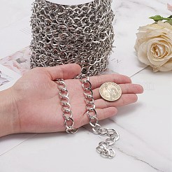 アイアン製ツイストチェーン  溶接されていない  スプールで  菱形リンク  プラチナ  13.5x11x1mm  約328.08フィート（100m）/ロール&nbsp;CH-R005-13x11mm-P