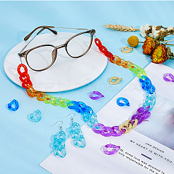 アクリル＆ccbプラスチックリンキングリング  クイックリンクコネクター  ジュエリーカーブチェーン製造用  ツイスト  ミックスカラー  22.5~23x16~17x4.5mm  内径：6.5~7x13~13.5mm  280個/箱&nbsp;OACR-FH0001-042