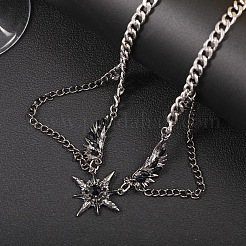 304 Stainless Steel Jet Rhinestone Star with Wings Choker Necklaces for Women&nbsp;FS-WG57FF6-01