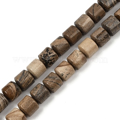天然石ピクチャージャスパービーズ連売り  コラム  9~10x10mm  穴：1mm  約40個/連  15.55インチ（39.5cm）&nbsp;G-G275-D19-10x10mm