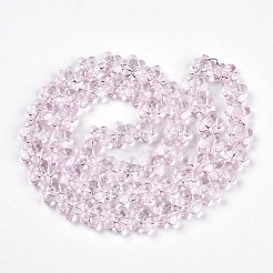 透明ガラスビーズ連売り  花  パールピンク  12x12x7mm  穴：0.9mm  約55個/連  25.04''（63.6センチメートル）&nbsp;GLAA-T023-36B