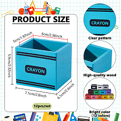 12Pcs Wood Crayon Storage Box&nbsp;OFST-WH0004-063