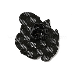 細字エナメルピン  バックパックの服に黒の合金バッジを塗装する  燃焼の炎  猫の形  28x29mm&nbsp;X-JEWB-K018-30B-EB
