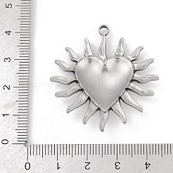 304ステンレスペンダント  ハートの太陽のチャーム  変色防止  ステンレス鋼色  40x37.5x5mm  穴：2mm&nbsp;STAS-D366-01J-P