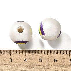 プリントされた天然木  パールカラーの  カーニバルシリーズ  レインボー  15.5x14.5mm  穴：4.5mm&nbsp;WOOD-D288-05
