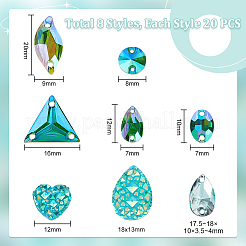 160Pcs 8 Style Green Series Sew on Rhinestone&nbsp;RESI-PH0002-04A