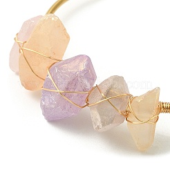 Natural Quartz Crystal Chips Beaded Cuff Bangle&nbsp;BJEW-TA00369