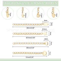 40Pcs 4 Styles 304 Stainless Steel Chain Extender&nbsp;STAS-UN0060-89