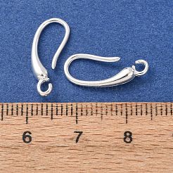 真鍮のピアスフック  カン付き  カドミウムフリー＆鉛フリー  925銀メッキ  16.5x2.5mm  穴：1.5mm  ピン：0.8mm&nbsp;LS-KK-G604-06S