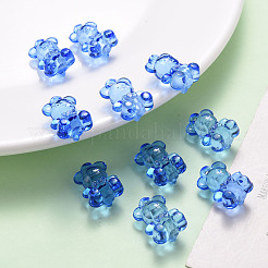 透明なアクリルパーツ  多面カット  クマ  ブルー  19.5x13.5x10.5mm  穴：1.5mm  約400個/500g&nbsp;TACR-S151-01B-750