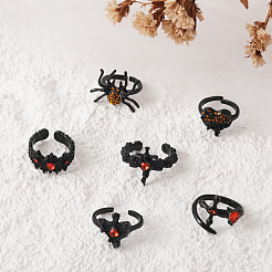 6Pcs 6 Styles Alloy Rhinestone Cuff Rings Sets&nbsp;WG9487C-01