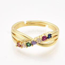 Adjustable Brass Micro Pave Cubic Zirconia Finger Rings&nbsp;RJEW-S044-003