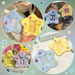 4Pcs 2 Styles Star Plush Photocard Holder with Plastic Ball Chain&nbsp;HJEW-FG0001-22