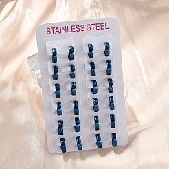 304ステンレススチール研磨効果フープピアス  イオンプレーティング（ip）  ブルー  13x4mm&nbsp;EJEW-M001-29C-B