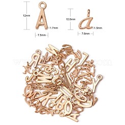 156個の合金チャーム  頭文字〜Z  ゴールドカラー  10.8x7.8x1.5mm  穴：1.5mm&nbsp;JX140B