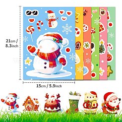 クリスマステーマの漫画紙ステッカー6枚  粘着デカール  ウォーターボトル用ラップトップ電話スケートボードの装飾  長方形  ミックスカラー  212x150x0.2mm&nbsp;DIY-P085-14B