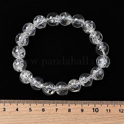 天然水晶ラウンドビーズストレッチブレスレット（女性用）  ビーズ：10mm  内径：2-1/8インチ（5.4cm）&nbsp;BJEW-L712-B03-10mm