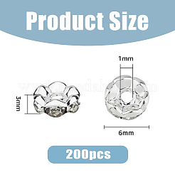 200Pcs Brass Rhinestone Spacer Beads&nbsp;RB-DC0001-07
