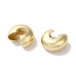 真鍮製つぶし玉カバーカシメ玉カバー  鉛フリー＆カドミウムフリー  24KGP本金メッキ  8x4mm  穴：2.5mm&nbsp;KK-K383-07A-G