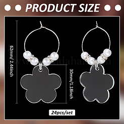 24Pcs Flower Acrylic Wine Glass Charms&nbsp;HJEW-BC00037