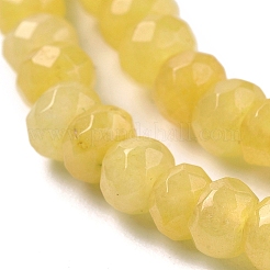 染め天然マレーシアジェイド翡翠ロンデルビーズ連売り  多面カット  ゴールド  4x2~3mm  穴：1mm  約110~115個/連  14インチ&nbsp;X-G-E316-2x4mm-47