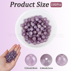 天然グレードBアメジストビーズ  ラウンド  6mm  穴：1mm  100個/セット&nbsp;G-PA0002-59B
