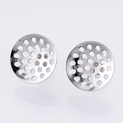 変色しない304ステンレススチールスタッドピアス金具  シャワー台付き  ピアスキャッチ/ピアスバックキャッチ  ステンレス鋼色  18mm  穴：1.5mm  ピン：0.8mm&nbsp;LS-STAS-Q231-03B-A