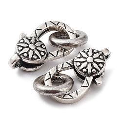 ラックメッキ真鍮ロブスタークロークラスプ、丸カン付き  カドミウムフリー＆鉛フリー  アンティークシルバー  18x10x3mm  穴：5mm&nbsp;KK-B076-01AS