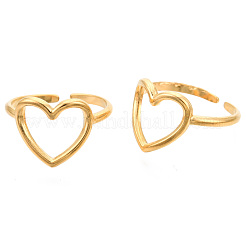 Ion Plating(IP) 304 Stainless Steel Hollow Heart Cuff Rings&nbsp;RJEW-N038-122LG