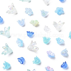 ミックススタイルのアクリルビーズキャップ  花  ブルー  10~16x10~16x6~12mm  穴：1.2~1.5mm  250個/セット&nbsp;OACR-FS0002-50B