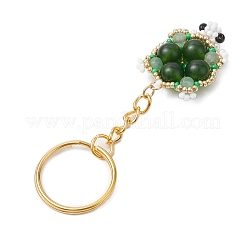 Handmade Glass Seed Beads & Malaysia Jade Red Jasper Beads Synthetic Turquoise Green Aventurine Turtle Pendant Keychain&nbsp;KEYC-MZ00024