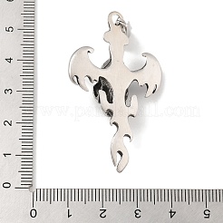 304ステンレスペンダント  ハロウィン コウモリ スカル クロス チャーム  アンティークシルバー  49x30.5x10.5mm  穴：8mm&nbsp;STAS-Z097-13AS-04