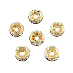 真鍮パヴェクリアキュービックジルコニアビーズ  ニッケルフリー  フラットラウンド  14KGP本金メッキ  5x2.5mm  穴：1.4mm&nbsp;KK-N259-39A-01