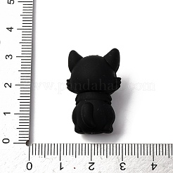 シリコンビーズ  焦点ビーズ  猫の形  ブラック  28x18x14.5mm  穴：2mm&nbsp;SIL-K006-02