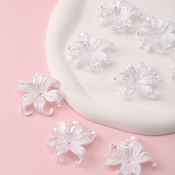不透明な ABS プラスチック ビーズ キャップ  6  - 花びらの花  ホワイト  42mm&nbsp;X-FIND-PW0018-01