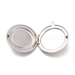 Tarnish Resistant 316 Stainless Steel Locket Pendant Cabochons Settings&nbsp;STAS-O132-04P