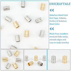 40Pcs 2 Colors 304 Stainless Steel Cord End Caps&nbsp;STAS-UN0056-75