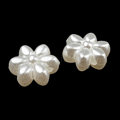Abs模造パールビーズ  花  貝殻色  10x11x5.5mm  穴：1.8mm&nbsp;X-OACR-K001-12