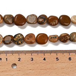 天然石ピクチャージャスパービーズ連売り  ナゲット  タンブルストーン  7~13x4.5~10x4.5~10mm  穴：1.2mm  約44~46個/連  15.08''~16.14''（38.3~41センチメートル）&nbsp;G-P497-01E-59