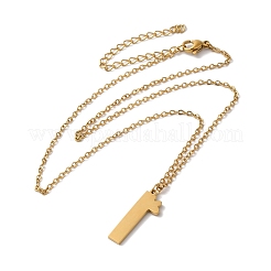 304ステンレススチールペンダントネックレス  文字L  文字l  15.75インチ（40cm）  ペンダント：23.5x8x1.5mm&nbsp;NJEW-H036-02G-L